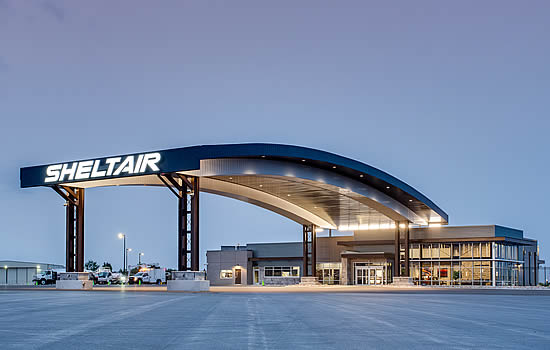 Sheltair’s brand new FBO terminal, ramp side, at BJC | Photo: Bob Beresh.